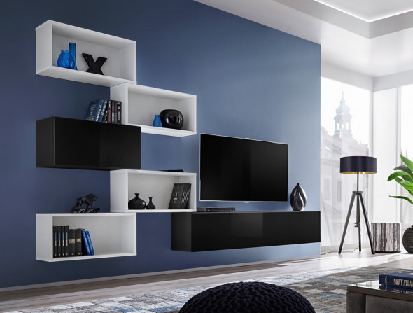 Meblościanka BLOX VIII czarna/biała