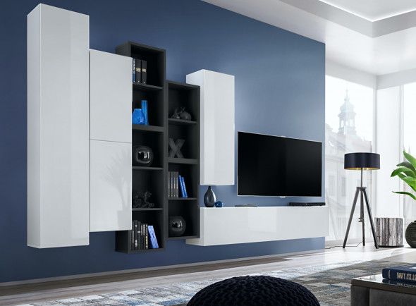 Meblościanka BLOX XII biała/czarna