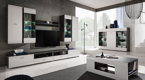 Meblościanka CLIF biała/grafit