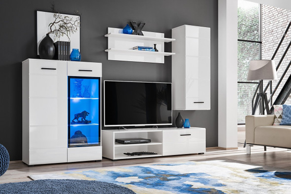 Meblościanka LAUREN MINI biały połysk/biały mat