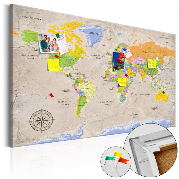 Obraz na korku - Maps: Vintage Style [Mapa korkowa]