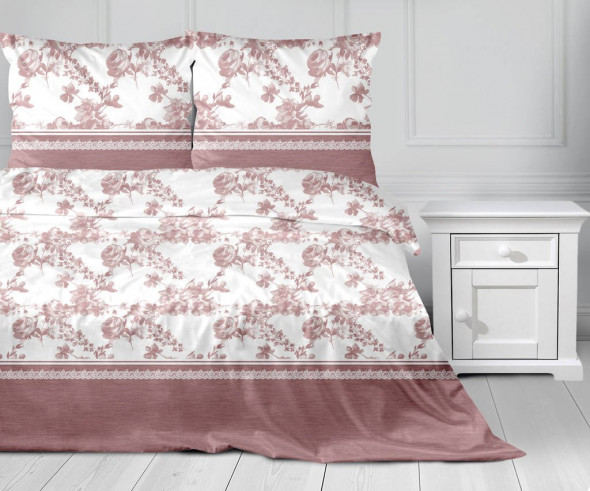 Pościel Bawełniana 220X200 Romantyczne Wspomnienia biała/różowa