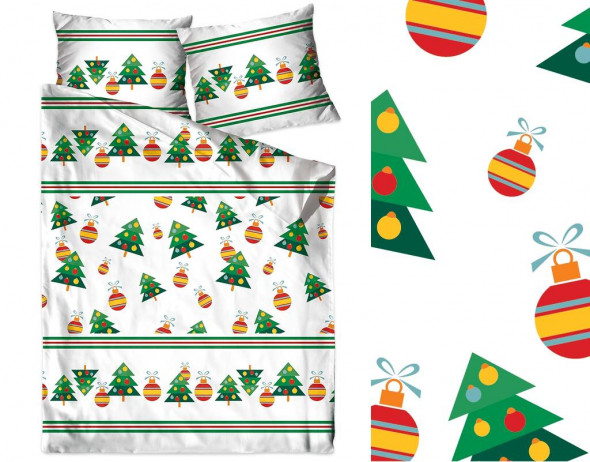 Pościel Bawełniana 220X200 Scandi Chic biała/zielona