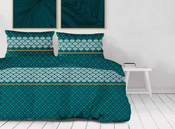 Pościel Satynowa 220X200 IMPERIAL zielona/biała