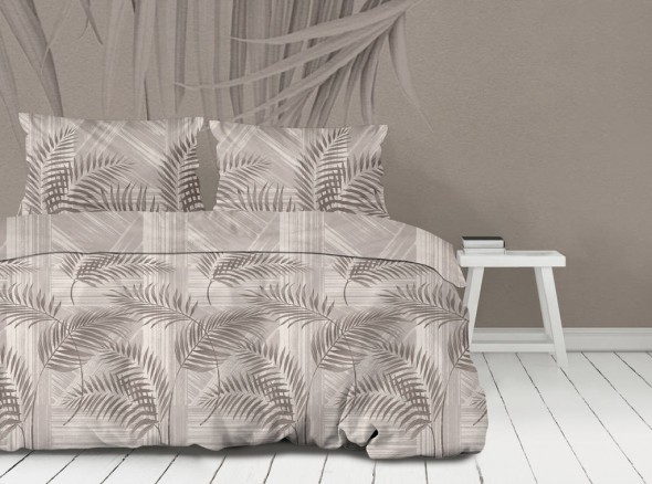 Pościel Satynowa 220X200 OASIS beżowa/brązowa