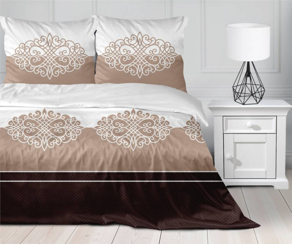 Pościel satynowa FROTEX BORGO 160X200 beżowa/brązowa