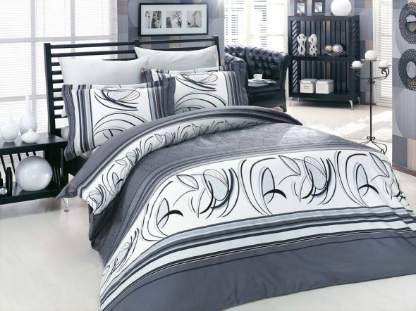 Pościel satynowa VALENTINI RIXOS SZARY 160x200