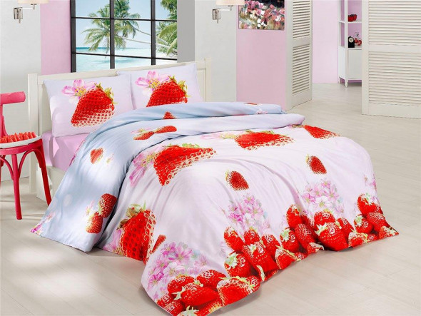 Pościel satynowa VALENTINI TRUSKAWKA 160x200