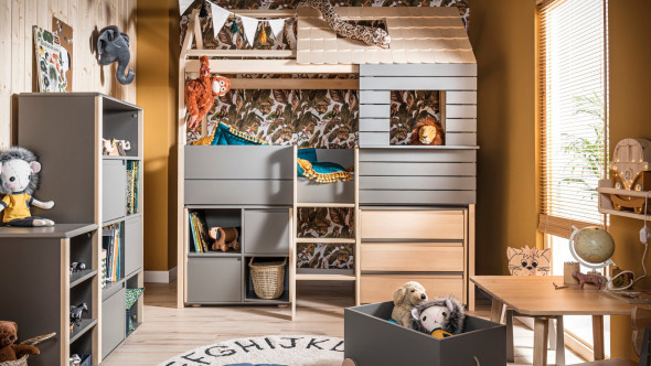 Regał dziecięcy FUNFLEX WYSOKI FRONTY MDF szary