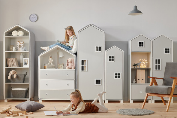 Regał MIRUM 11 biały/szary