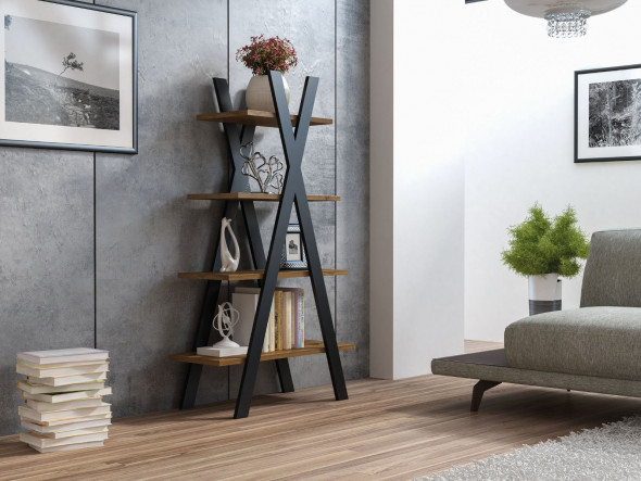 Regał na książki TIPI dąb wotan/czarny