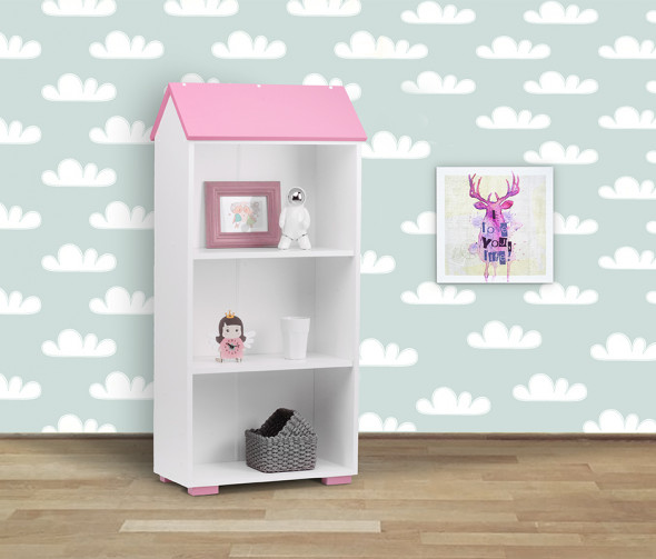 Regał PABIS 2 biały/różowy