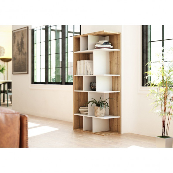 Regał TWIN dąb/biały mat