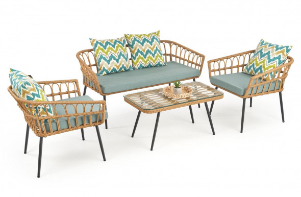 Sofa GARDENA rattanowy/wielobarwny