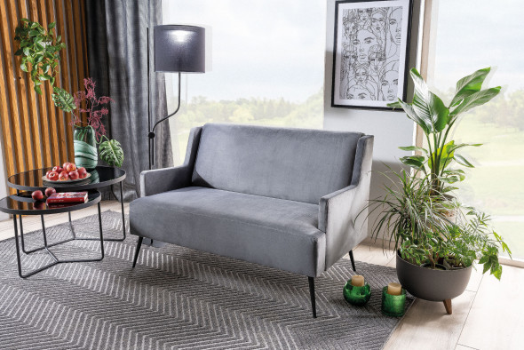 Sofa GEMMA VELVET szara dwuosobowa