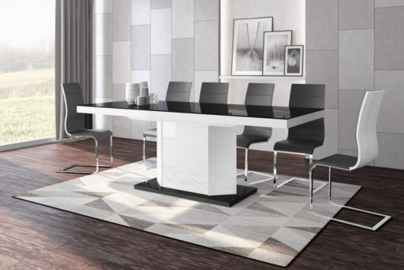 Stół AMIGO 160(256)x89 czarny/biały połysk rozkładany