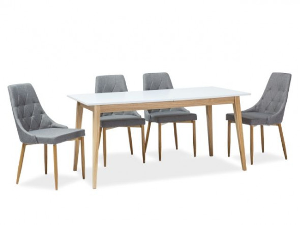 Stół CESAR 160(205)x80 biały/dąb rozkładany