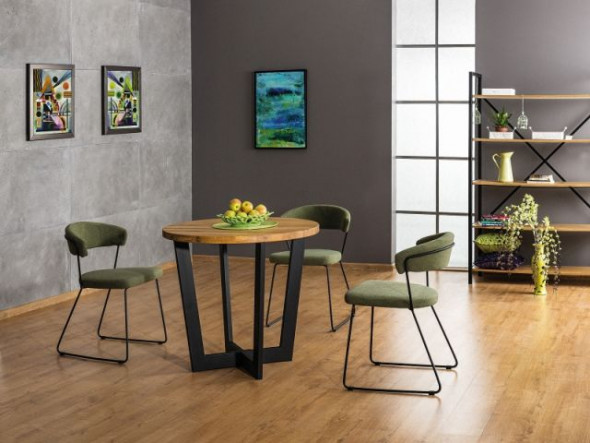 Stół CONO 90x90 dąb lite drewno/czarny