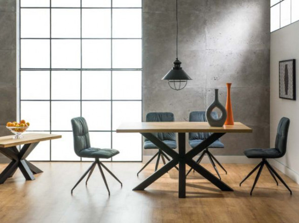 Stół CROSS 180x90 dąb lite drewno/czarny