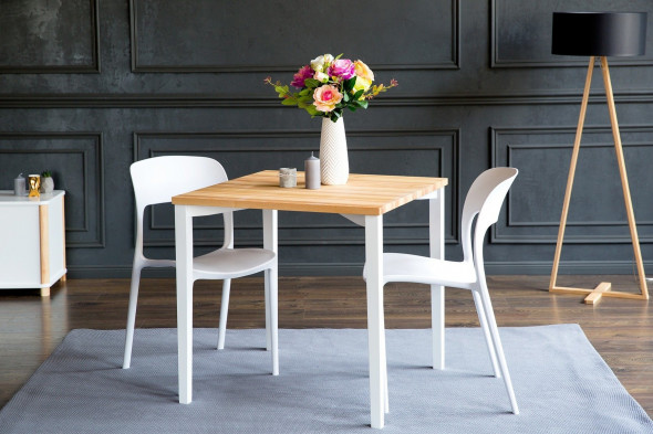 Stół drewniany TRIVENTI 80x80 jesion/biały