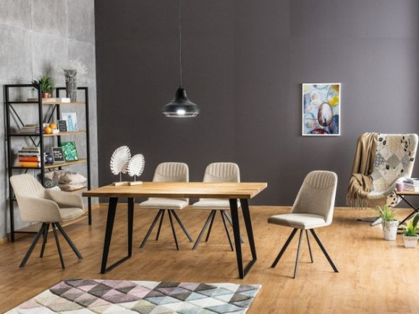 Stół FALCON 150x90 dąb lite drewno/czarny