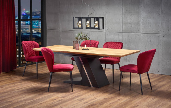 Stół FERGUSON 160(220)x90 dąb naturalny/czarny