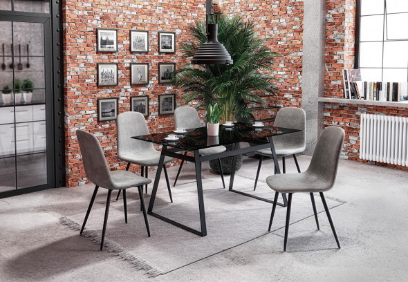 Stół HERALD 140x80 szkło dymione/czarny