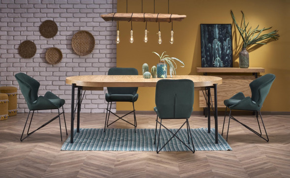 Stół INFERNO 100(300)x100 dąb/czarny rozkładany