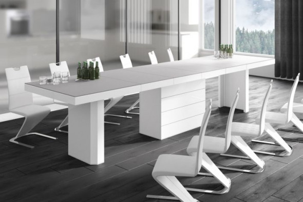 Stół KOLOS MAT 140(332)x100 jasno szary/biały rozkładany