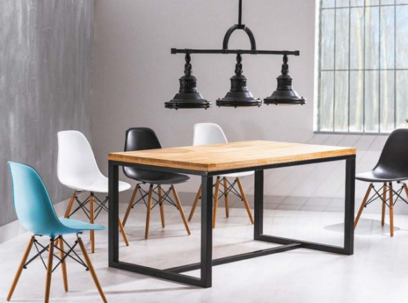 Stół LORAS 120x80 dąb lite drewno/czarny