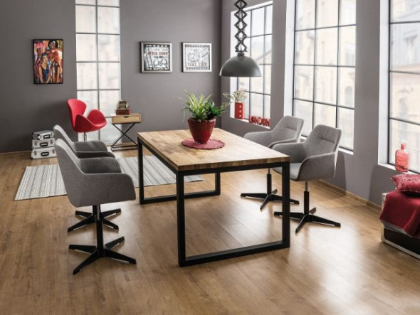 Stół LORAS II 180x90 dąb naturalna okleina/czarny