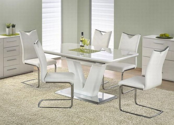 Stół MISTRAL 160(220)x90 biały/srebrny rozkładany
