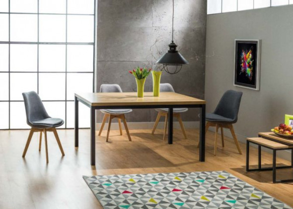 Stół NORMANO 120x80 dąb lite drewno/czarny