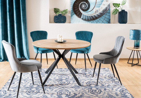 Stół okrągły ASTER 120x120 dąb/czarny