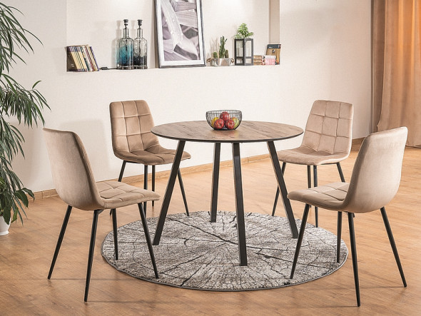 Stół okrągły OAKLAND 100x100 orzech/czarny