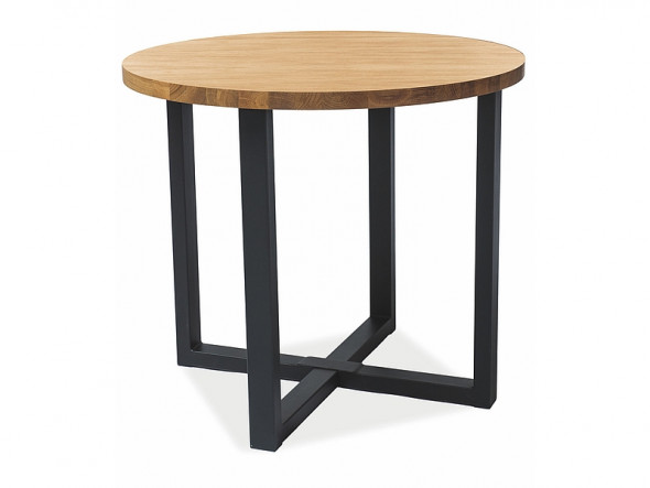 Stół okrągły ROLF 90x90 dąb laminat/czarny