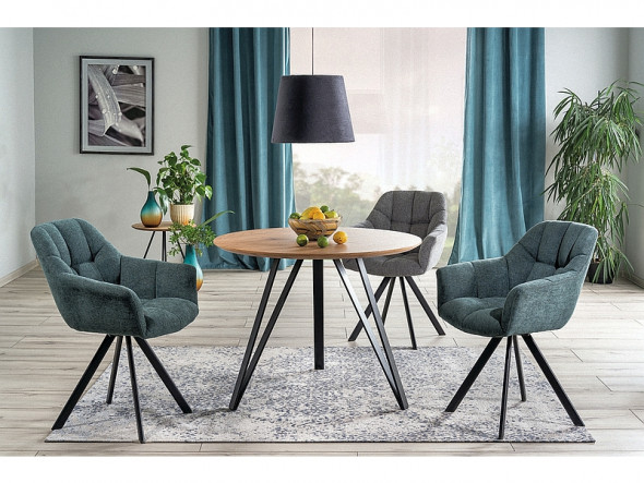 Stół okrągły TETIS 100x100 dąb/czarny