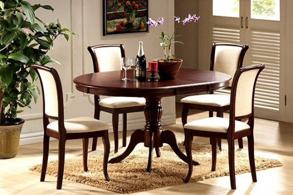 Stół OLIVIA 106(141)x106 ciemny orzech rozkładany