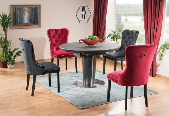 Stół ORBIT CERAMIC 120(160)x120 szary marmur/antracyt mat rozkładany