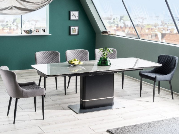 Stół PALLAS CERAMIC 160(210)x90 szary/czarny mat rozkładany