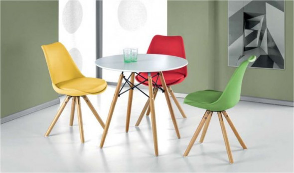 Stół PROMETHEUS okrągły 80x80 biały/buk