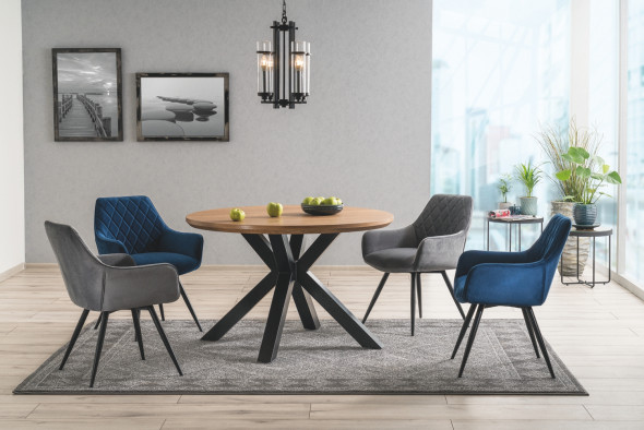 Stół RITMO 120x120 dąb/czarny mat