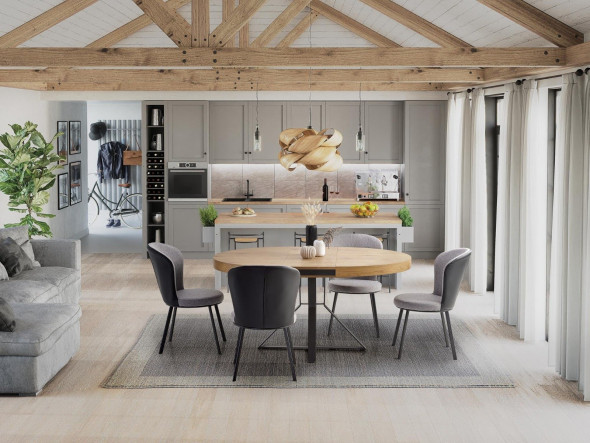 Stół rozkładany MERCY 120(160)x120 dąb/czarny