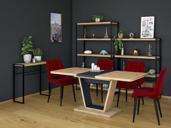 Stół rozkładany NIGEL 120(160)x80 dąb wotan/brązowy