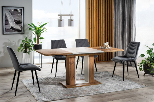 Stół rozkładany TWINS 140(180)x80 dąb artisan/biały mat