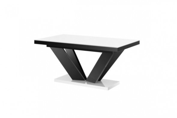 Stół VIVA 2 160(256)x89 biały połysk/czarny połysk rozkładany