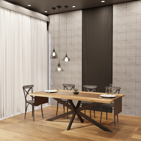 Stół WALDI 200x90 dąb/czarny