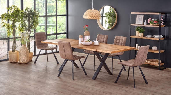 Stół XAVIER 160(250)x90 jasny dąb/czarny