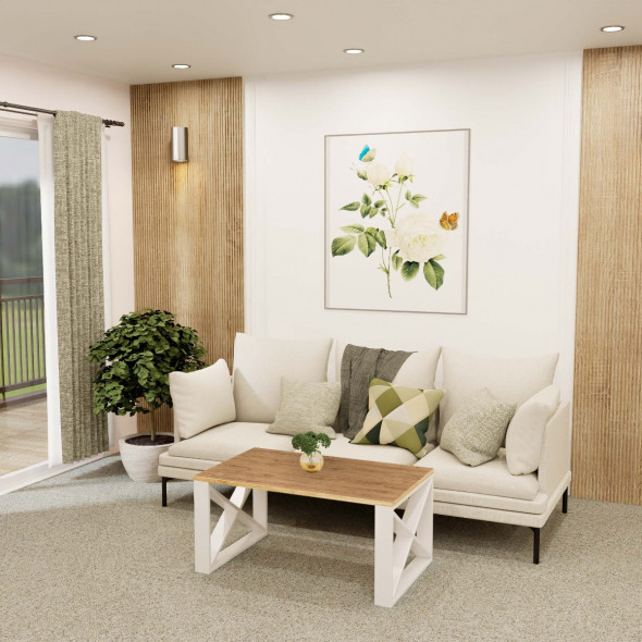 Stolik kawowy ADELLA 100x60 dąb/biały