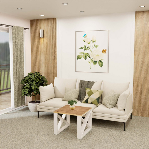 Stolik kawowy ADELLA 60x60 dąb/biały